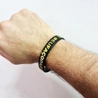 Pulseira de Silicone CX - Preta com Amarelo - CX Nutrition Varejo