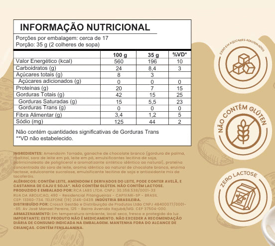 Pasta de Amendoim Gourmet - Recheio de Bolo - 600g - Zero Lactose, Zero Glúten e Zero Açúcar!
