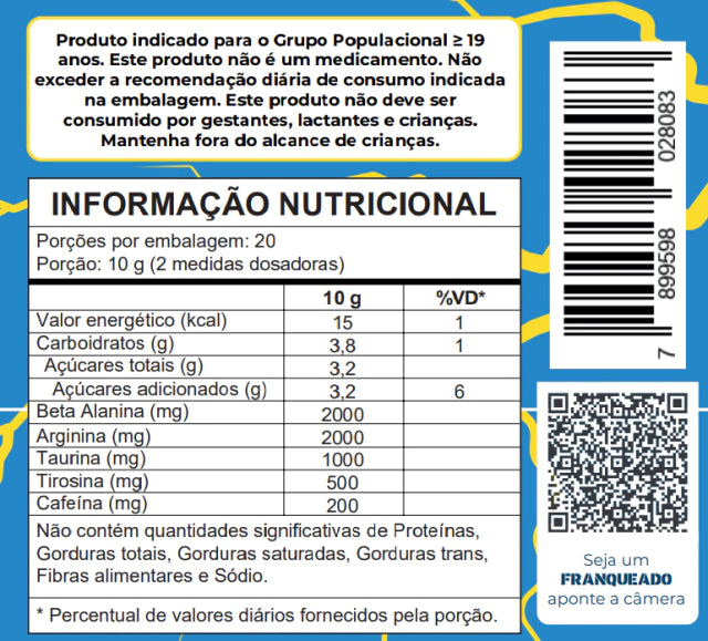 Pré Treino - Anjo Azul - Tutti Frutti - 200g